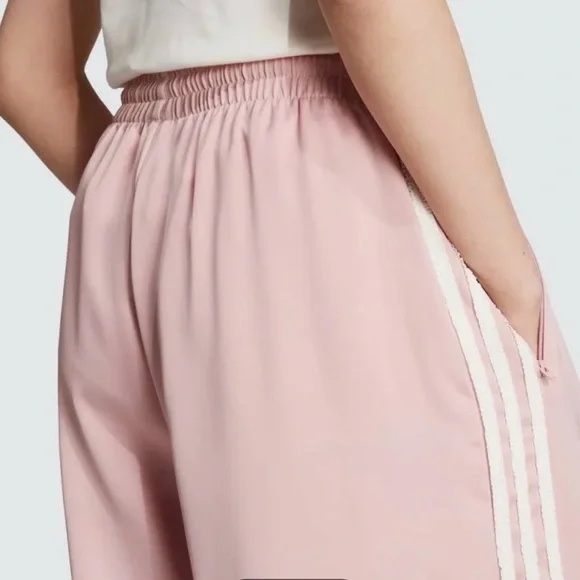 ADIDAS ORIGINALS SATIN WIDE LEG PANTS RUFFLE 3-STRIPES Women’s L New - Picture 4 of 11
